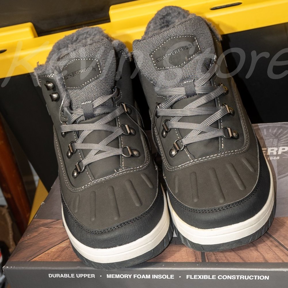 Men's Slope Memory Foam Lace-Up Gray‎ Sneaker Boot  Weatherproof